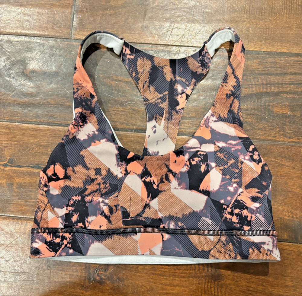 Lululemon Break Free Racerback Compression Sports Bra Geometrical Abstract Sz. 4